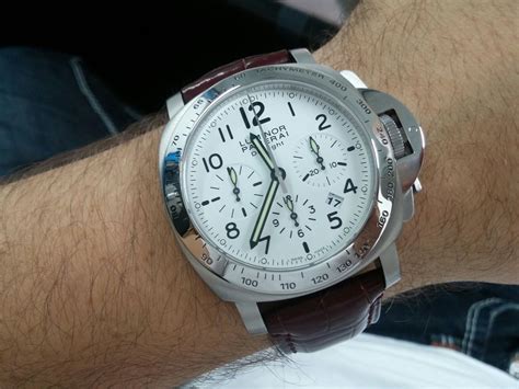 panerai chronograph white dial|panerai 44mm chronograph.